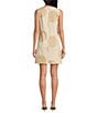 Le' AL.X Polka Dot Print Woven Boat Neck Sleeveless Mod Shift Mini Dress, Color:Tan - Image 2