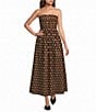 Le' AL.X Polka Dot Printed Strapless Gold Button A-Line Midi Dress - Image 1