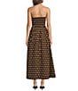 Le' AL.X Polka Dot Printed Strapless Gold Button A-Line Midi Dress - Image 2