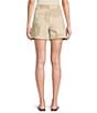 Le' AL.X Polka Dot Woven High Rise Coin Pocket Pleated Trouser Coordinating Shorts, Color:Tan - Image 2