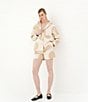 Le' AL.X Polka Dot Woven High Rise Coin Pocket Pleated Trouser Coordinating Shorts, Color:Tan - Image 6