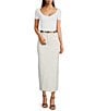 Le' AL.X Ribbed Knit Scoop Neck Short Sleeve Cropped Top, Color:White - Image 3