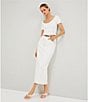 Le' AL.X Ribbed Knit Scoop Neck Short Sleeve Cropped Top, Color:White - Image 5