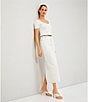 Le' AL.X Ribbed Knit Scoop Neck Short Sleeve Cropped Top, Color:White - Image 6