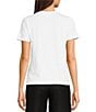 Color:White - Image 2 - Short Sleeve Crew Neck Knit Jersey Pima Cotton Tee Top
