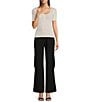 Le' AL.X Short Sleeve Scoop Neck Henley Tee, Color:Off White - Image 3