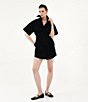 Le' AL.X Short Sleeve Snap Collar Belted Mini Shirt Dress, Color:Black - Image 4