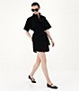 Le' AL.X Short Sleeve Snap Collar Belted Mini Shirt Dress, Color:Black - Image 5