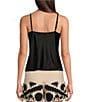 Color:Black - Image 2 - Sleeveless Cowl Neck Silk Camisole Top