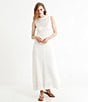 Color:Off White - Image 3 - Sleeveless Crew Neck Crochet Knit Mesh Maxi Dress