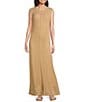 Le' AL.X Knit Crochet Crew Neck Sleeveless Shift Maxi Dress, Color:Light Khaki - Image 1
