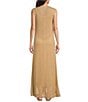 Le' AL.X Knit Crochet Crew Neck Sleeveless Shift Maxi Dress, Color:Light Khaki - Image 2