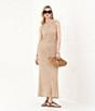 Le' AL.X Knit Crochet Crew Neck Sleeveless Shift Maxi Dress, Color:Light Khaki - Image 4