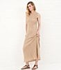 Le' AL.X Knit Crochet Crew Neck Sleeveless Shift Maxi Dress, Color:Light Khaki - Image 6