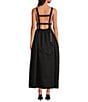 Le' AL.X Sleeveless V-Neck Side Pockets Parachute A-Line Midi Dress, Color:Black - Image 2