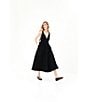 Le' AL.X Sleeveless V-Neck Side Pockets Parachute A-Line Midi Dress, Color:Black - Image 4