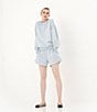 Le' AL.X Soft Organic Cotton Knit High Rise Cargo Coordinating Sweat Shorts, Color:Sky Blue - Image 5