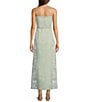 Le' AL.X Linen Embroidered Square Neck Sleeveless Spaghetti Strap Braided Belt Column Side Slit Maxi Coordinating Dress, Color:Seaglass - Image 2