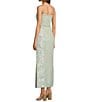 Le' AL.X Linen Embroidered Square Neck Sleeveless Spaghetti Strap Braided Belt Column Side Slit Maxi Coordinating Dress, Color:Seaglass - Image 3