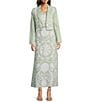 Le' AL.X Linen Embroidered Square Neck Sleeveless Spaghetti Strap Braided Belt Column Side Slit Maxi Coordinating Dress, Color:Seaglass - Image 4