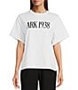 Color:Off White - Image 1 - Stretch Knit Crew Neck Short Sleeve ARK 1938 Graphic Tee
