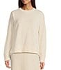 Le' AL.X Stretch Knit Organic Cotton Crew Neck Dropped Long Sleeve Pullover Coordinating Sweatshirt, Color:Ivory - Image 1