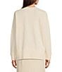 Le' AL.X Stretch Knit Organic Cotton Crew Neck Dropped Long Sleeve Pullover Coordinating Sweatshirt, Color:Ivory - Image 2