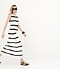 Le' AL.X Stripe Knit Crochet Crew Neck Sleeveless Shift Maxi Dress, Color:Black/White - Image 5