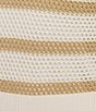 Le' AL.X Stripe Knit Wide Mesh Polo Collar V-Neck Short Rugby Top, Color:Tan/Ivory - Image 4