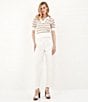 Le' AL.X Stripe Knit Wide Mesh Polo Collar V-Neck Short Rugby Top, Color:Tan/Ivory - Image 5