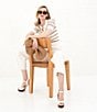 Le' AL.X Stripe Knit Wide Mesh Polo Collar V-Neck Short Rugby Top, Color:Tan/Ivory - Image 6