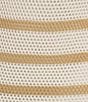 Le' AL.X Stripe Knit Wide Mesh Polo Collar V-Neck Short Sleeve Sheath Maxi Dress, Color:Tan/Ivory - Image 5