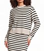 Le' AL.X Striped Crew Neck Long Sleeve Knit Coordinating Pullover Top - Image 1