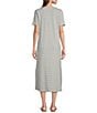 Le' AL.X Stripe Stretch Knit Crew Neck Short Sleeve T-Shirt Midi Dress, Color:Slate/White - Image 2