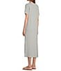 Le' AL.X Stripe Stretch Knit Crew Neck Short Sleeve T-Shirt Midi Dress, Color:Slate/White - Image 4