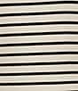 Color:Ivory/Black - Image 5 - Striped Stretch Knit Short Sleeve Round Neck T-Shirt Midi Dress