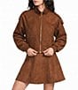 Le' AL.X Suede Mock Neck Long Sleeve Coordinating Bomber Jacket - Image 1