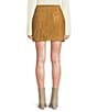 Le' AL.X Suede Pick Stitch High Rise Pencil Mini Skirt, Color:Camel - Image 2