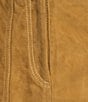 Le' AL.X Suede Pick Stitch High Rise Pencil Mini Skirt, Color:Camel - Image 4