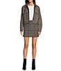 Le' AL.X Wool Blend Knit Glen Plaid High Rise Mini Pencil Coordinating Skirt, Color:Glen Plaid - Image 4