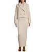 Le' AL.X Wool Blend Woven Notch Lapel Long Sleeve Button Front Cropped Coordinating Blazer, Color:Heather Ivory - Image 4