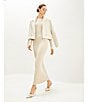 Le' AL.X Wool Blend Woven Notch Lapel Long Sleeve Button Front Cropped Coordinating Blazer, Color:Heather Ivory - Image 7