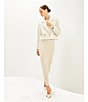 Le' AL.X Wool Blend Woven Notch Lapel Long Sleeve Button Front Cropped Coordinating Blazer, Color:Heather Ivory - Image 9