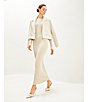 Le' AL.X Wool Blend Woven Notch Lapel Long Sleeve Button Front Cropped Coordinating Blazer, Color:Heather Ivory - Image 7