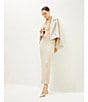 Le' AL.X Wool Blend Woven Notch Lapel Long Sleeve Button Front Cropped Coordinating Blazer, Color:Heather Ivory - Image 10