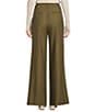 Le' AL.X Woven Crepe High Rise Coin Pocket Pleated Pointed Hem Trousers, Color:Olive - Image 2