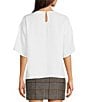Le' AL.X Woven Crew Neck Dropped Short Sleeve Split Hem Blouse, Color:Pearl - Image 2