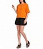 Le' AL.X Woven Crew Neck Short Sleeve Boxy Tee Shirt - Image 3