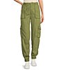 Le' AL.X Woven High Rise Cargo Flap Pocket Ankle Joggers, Color:Olive - Image 1