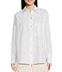 Color:Optic White - Image 4 - Woven Point Collar Button Cuff Long Sleeve Chest Patch Pocket Button Front Crinkle Blouse
